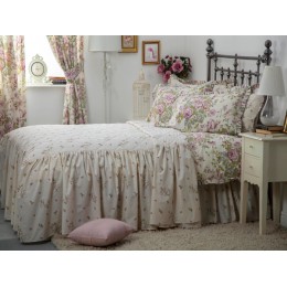 Country Dream Floral Rose Boutique Quilted Fitted Bedspreads